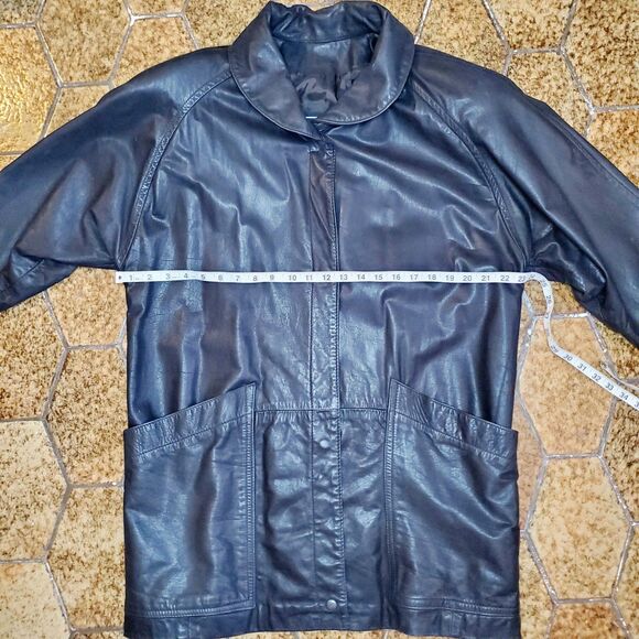 VTG Gino De Giorgio Black Leather Duster Jacket Oversize Fall Overcoat - Picture 8 of 12